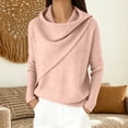 thumbnail image 2 of Cowl Neck Long Sleeve Knit Sweaters for Women Loose Tops Vintage Sweater Soft Cute Sweaters Pullover Sweaters Elegant Chic Tops Fashion Clothing Cozy Sweaters Basic Tops for Woman,Light Pink,S, 2 of 4
