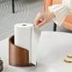 thumbnail image 5 of Porta toallas de papel de madera | Dispensador de pie de mostrador | Soporte de hierro negro y base redonda ponderada de madera natural | Se adapta a rollos estándar y jumbo | Lágrima con una mano |, 5 of 6