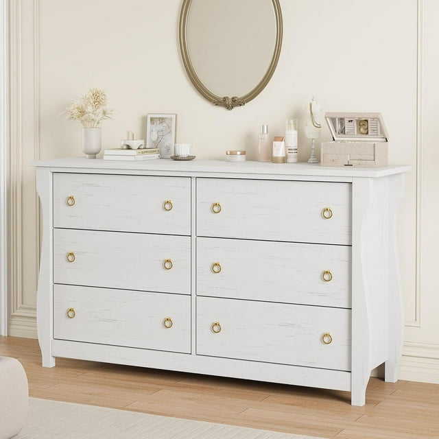 Commode à 7 Tiroirs/6 Tiroirs pour Chambre, Commode à Tiroirs de 47,2 Pouces de Large avec Rangement Autoportante, Coffre de Rangement en Bois pour Garde-Robe pour Salon, Chambre, Entrée, Chêne Naturel/blanc