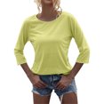 thumbnail image 2 of Dellytop Women O-Neck 3/4 Sleeve Solid Casual Basic T Shirt, 2 of 3