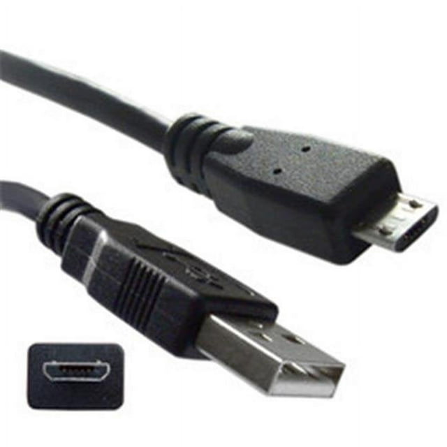 Cable Wholesale Micro USB 2.0 Cable- Black- Type A Male / Micro-B Male- 15 foot