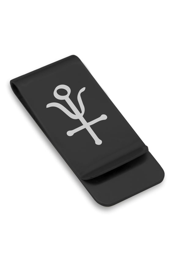 Stainless Steel Antimony Alchemy Symbol Classic Slim Money Clip Credit Card Holder