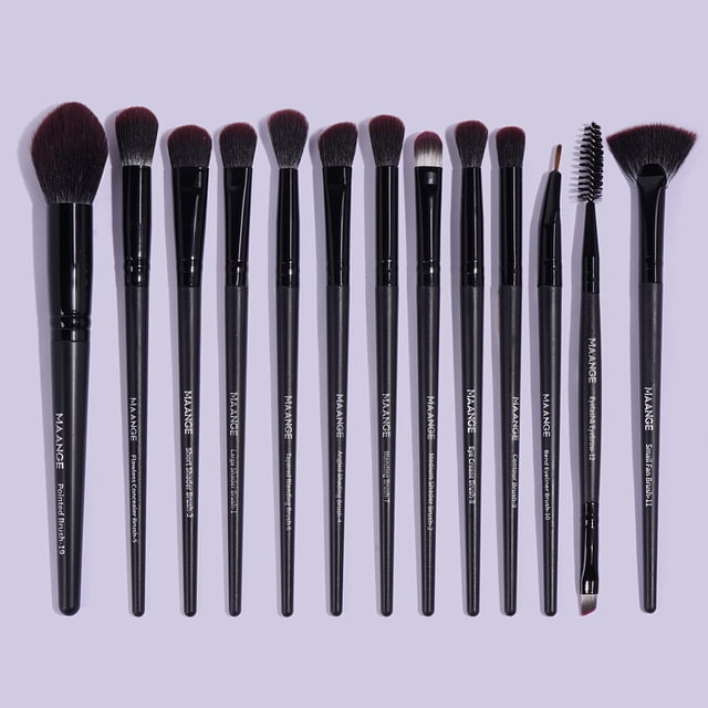 Tignapoo MAANGE 13-Piece Professional Eye Makeup Brush Set with Black Handles, Soft Fibers for All Skin Types, Travel-Friendly Design