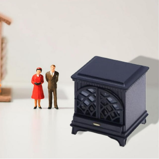 BELOVING Cheminée Miniature pour Maison de Poupée 1/12 avec Lumière LED Mini Cheminée pour Diorama Noir