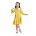 thumbnail image 3 of Gubotare Winter Toddler Girl Clothes Summer Print Ruffle Long Sleeve Dress (Yellow,2-3 Years), 3 of 4