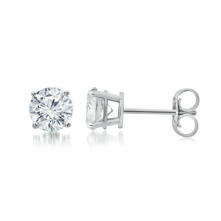 1 Carat T.W. Round White Diamond Sterling Silver Stud Earrings