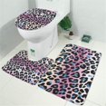 thumbnail image 2 of Pink and Blue Of Leopard Print Bathroom Rugs Sets 3 Piece,Toilet Cover Set,Absorbent Non Slip Bathroom Mats Sets with U-Shaped Contour Rug Toilet Rug Set, 2 of 5