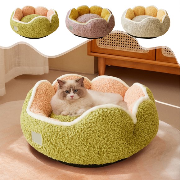 Cama Suave y Cómoda para Gatos, Estilo Cuadros, Portátil | Cama Cálida para Mascotas de Poliéster Verde, 40X40X18Cm | Lavable, para Mascotas Pequeñas/Medianas