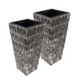 thumbnail image 1 of Sunnydaze Hyacinth Outdoor Poly-Wicker Tall Planters - 2pk - 11" - Fog, 1 of 6