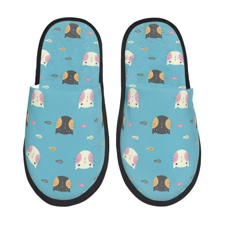 

House Slippers for Women Men - Cat fish print Warm Non-slip Mens Womens Slippers Cozy Slip-on House Shoes Bedroom Outdoor Indoor Slippers for Men