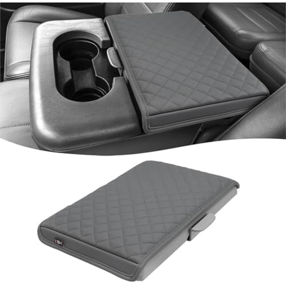 Center Console Armrest Cover for Ford F250 F350 F450 1999-2010 & F550 2001-2005, Jump Seat Console, Middle Console Lid Protector, Arm Rest Cushion, Interior Accessories, Vinyl Leather, Dark Grey