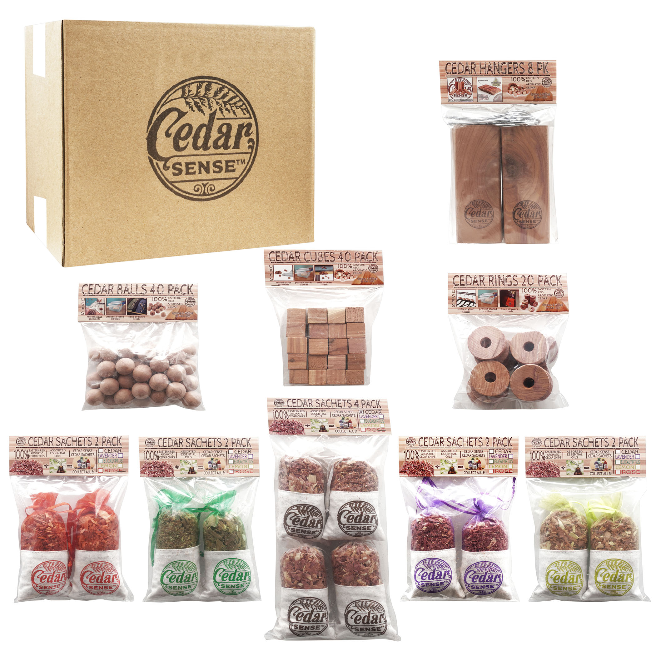 Variety 120 Pack Cedar Sense Cedar Blocks for Clothes Storage/Protection Mothball