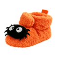 thumbnail image 2 of Spooky Halloween Baby Slippers for Boys Girls, Gothic Infant Booties with 3D Spider Pumpkin Decor, Cozy Warm Toddler House Shoes for Fall Winter, Soft Fuzzy Indoor Crib Shoes, 2 of 5