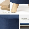 thumbnail image 5 of Homebeez Round Fabric Padded Ottoman Foot Rest Stool Wood Sofa Change Shoes Stool,Navy, 5 of 7