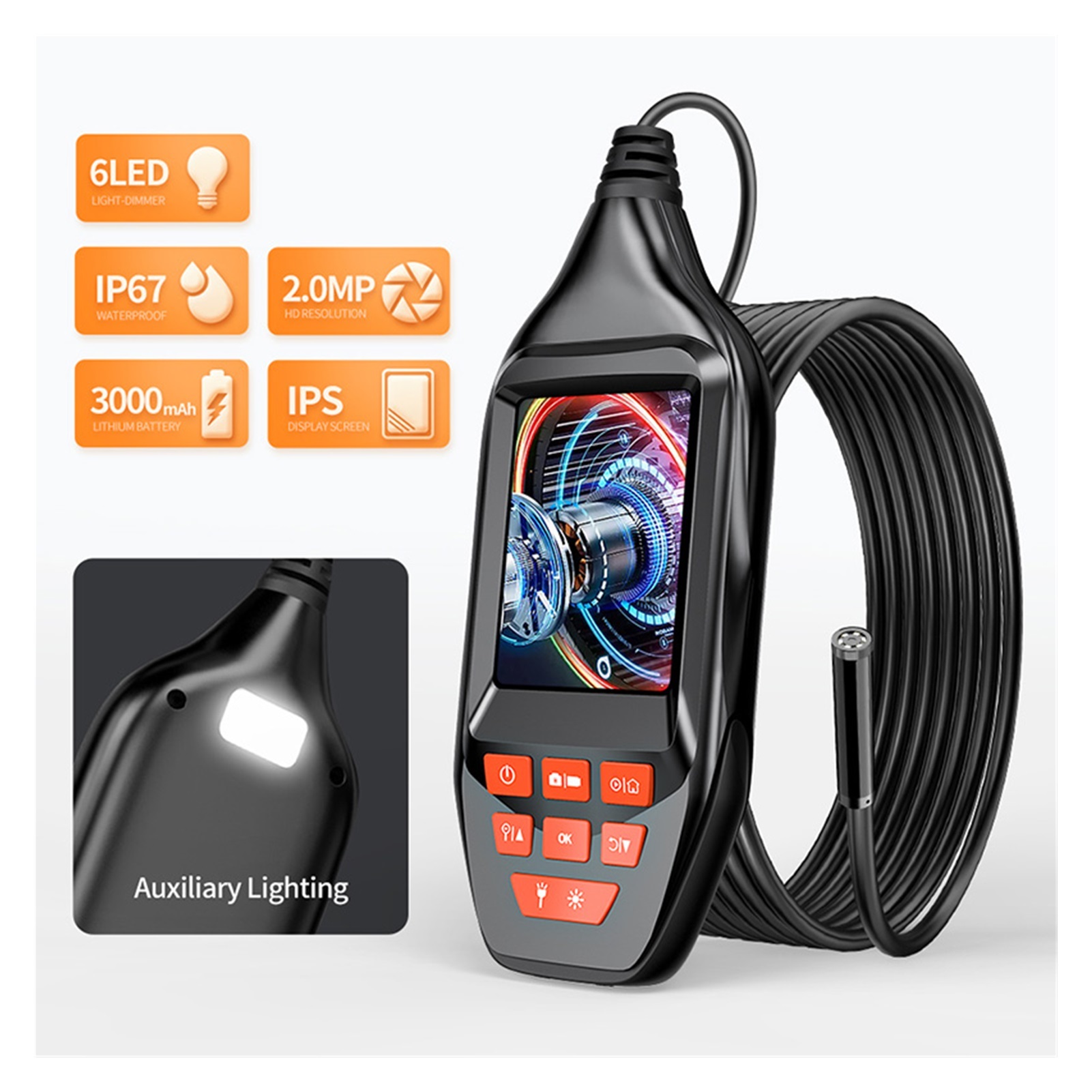 Pipe Sewer Inspection Camera 1080P HD Borescope 3" LCD Screen Endoscope Camera With 6 LED For Car Inspection With 15M , User-Friendly Borescopes