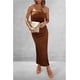 thumbnail image 4 of Vestido PRETTYGARDEN marrón, strapless, ajustado, maxi, talla XS, 4 of 7