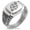 Silver, variant on Stainless Steel Nautical Floral Rose Compass CZ Ribbed Needle Stripe Pattern Biker Style Polished Ring