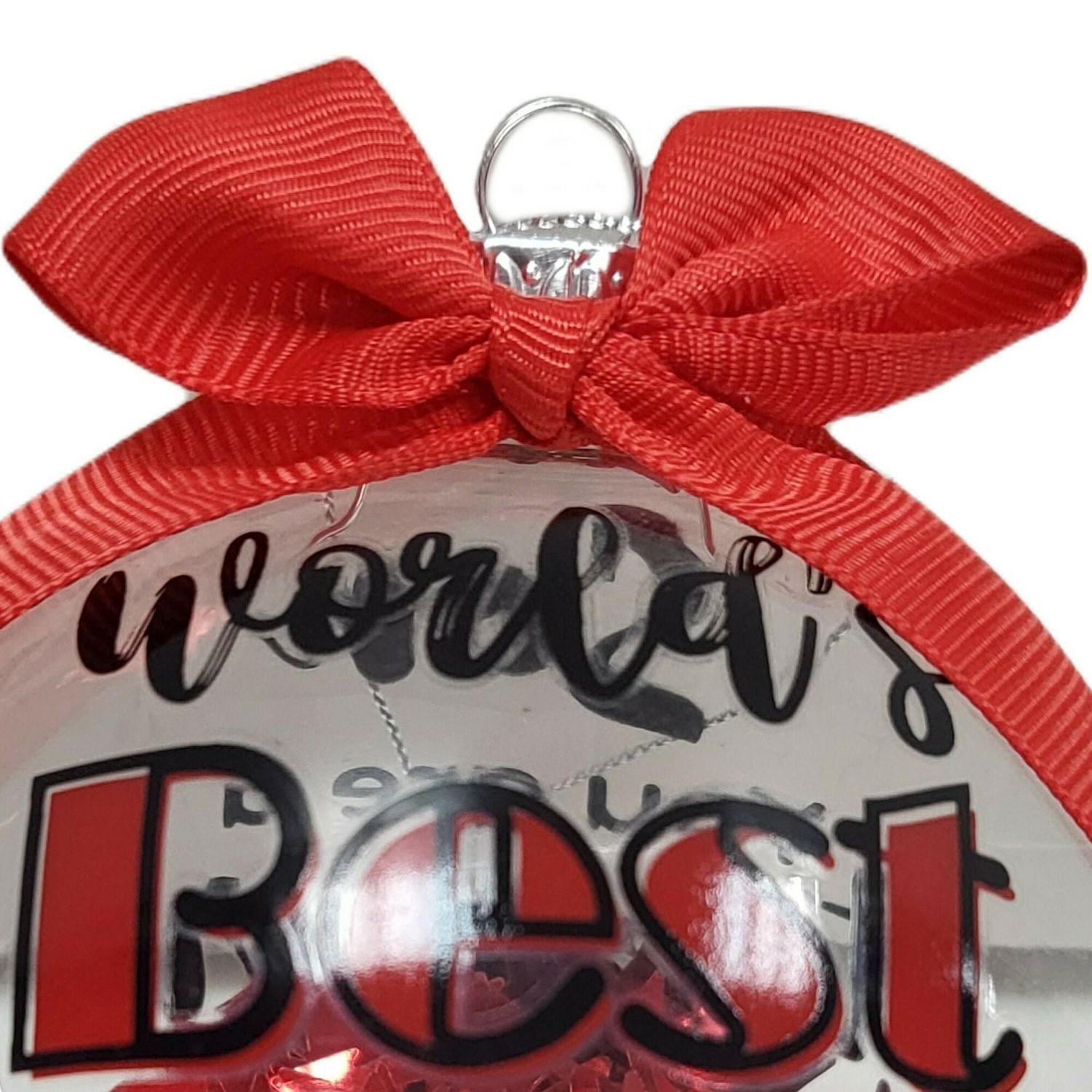 "Le meilleur fils du monde" L'ornement en verre collective rempli d’arbre transparent, 4 po, par temps des fêtes