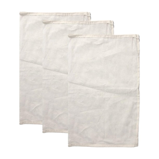 3 bolsas de muselina con cordón, bolsas de gasa reutilizables para colar leche de nueces 30cmx45cm