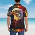 thumbnail image 4 of Fotbe Geometric American Bald Eagle Camisa Hawaiana para Hombre Unisex – Camisa Casual de Verano con Botones de Manga Corta de Algodón y Lino,Small, 4 of 7
