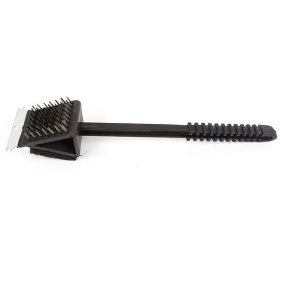 Convenient 3 In 1 Outdoor Barbecue Grill Brush Long Brush Handle Cleaning