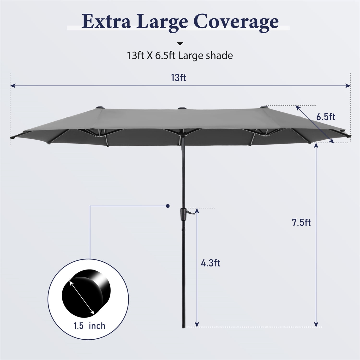 Summit Living Large 13 ft Rectangular Outdoor Patio Umbrella with UV-Protection Polyester Shade - Walmart.com Summit Living Large 13 ft Rectangular Outdoor Patio Umbrella with UV-Protection Polyester Shade - Walmart.com