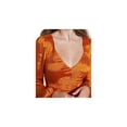 thumbnail image 3 of GUESS Womens Orange Long Sleeve Short Fit + Flare Party Dress L, 3 of 4