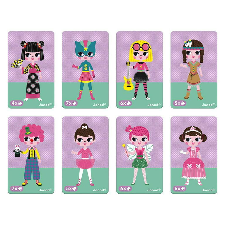 Janod MagnetiBook 55 pc Magnetic Girl Costumes Dress Up Game for