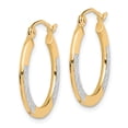 thumbnail image 2 of 10K Gold & Rhodium Plated Diamond Cut Hoop Earrings Jewelry 20 x 2.5mm, 2 of 3