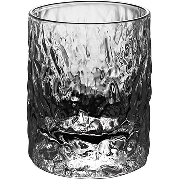 Coofit Whiskey Glass Old Fashioned 10.41oz Leaf Rock Glass Scotch Cup Drinking Glass