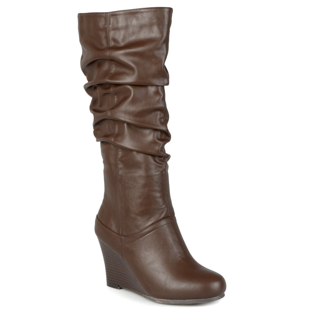 Brinley Co. Women's Wide Calf Slouchy Wedge Boots