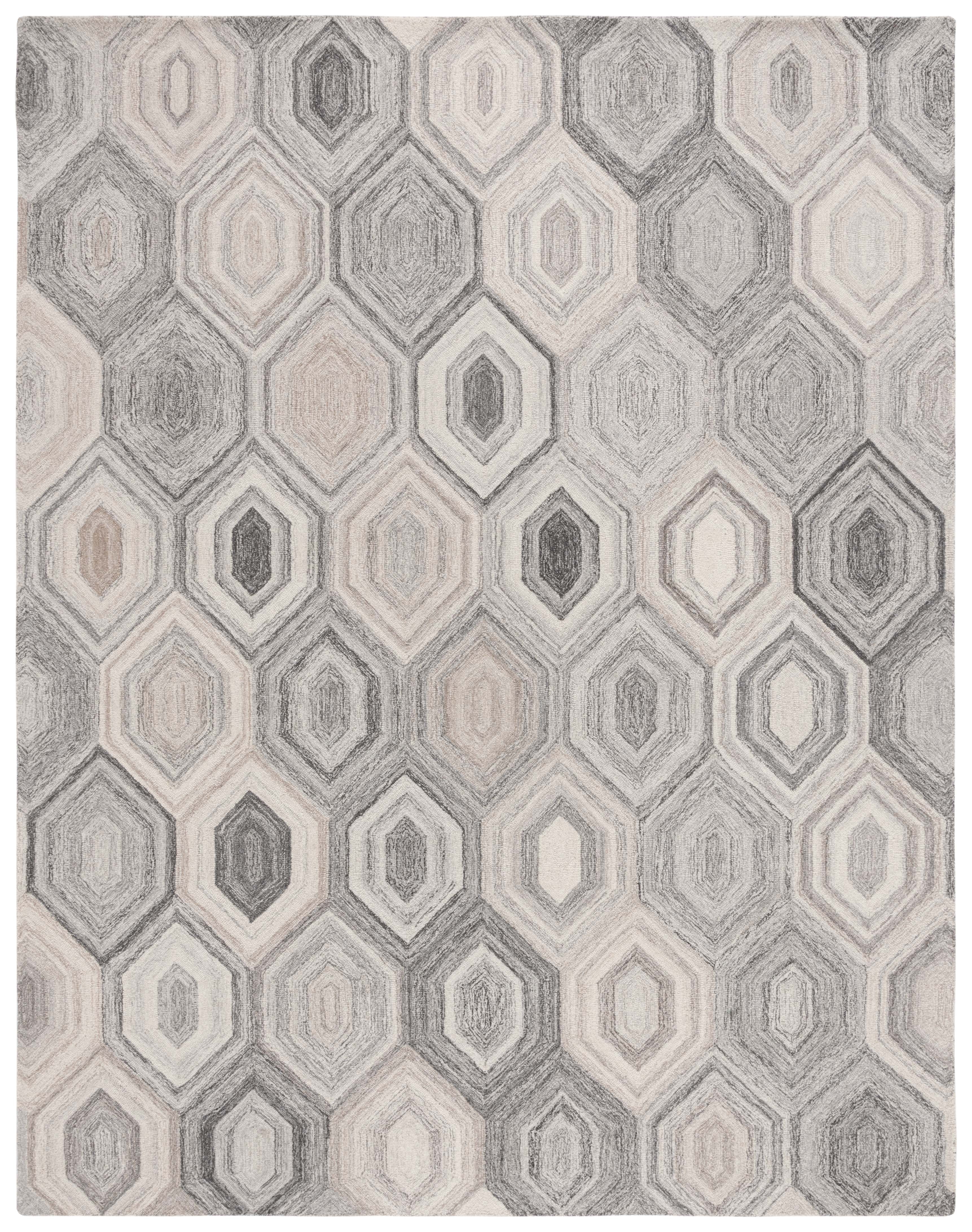SAFAVIEH Abstract Benton Geometric Wool Area Rug, Natural/Gray, 8' x 10'