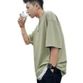 thumbnail image 2 of KIJBLAE Rollbacks Men's T-Shirt Round Neck Pullover Classic Staple Shirts for Men Casual Loose Tops Summer Cozy Clothes Solid Color Shirt Short Sleeve Tee Tops Green M, 2 of 8