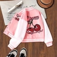 thumbnail image 2 of JIAYUE Girls Outerwear Coats Long Sleeve O-Neck Baseball With Cherry Fruit Pattern Design Classic School Style For Toddler Trendy Kids Jacket, 2 of 7