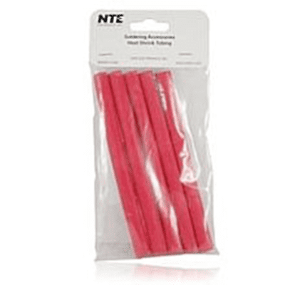 NTE Electronics 47-25306-R Heat Shrink 3/8 " Dia W/adhesive Red 6" Length 5pcs 