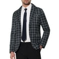 thumbnail image 4 of INSPIRE CHIC Men's Blazer Notch Lapel Contrasting Color Checked Pattern Sports Coat XL Black, 4 of 5