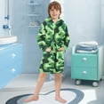 thumbnail image 5 of FORMRS Niños Bathrobe Unisex Hooded Robe Soft Plush Pajamas Sleepwear, Size 4-6T, Green Camouflage Pattern, 5 of 7