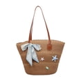 thumbnail image 2 of Bolso tote mujer, bolso mano tejido estilo boho para actividades al libre, , ir al trabajo o para el día a día. Caqui, 2 of 10