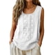 thumbnail image 2 of Craaazy Women's Relaxed Fit Round Neck Tank Top, Solid Color Sleeveless Cotton Linen Top, Loose Comfy Embroidered Casual Vest for Work & Daily Wear Gifts, 2 of 9