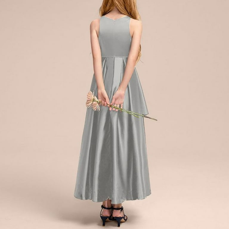 dmqupv Birthday Dresses for Girls A Line Halter Dress Junior Bridesmaid  Flower Girl Flowy Chiffon Maxi Dresses Wedding Party Pageant Gown Grey,4-6  Years - Walmart.com