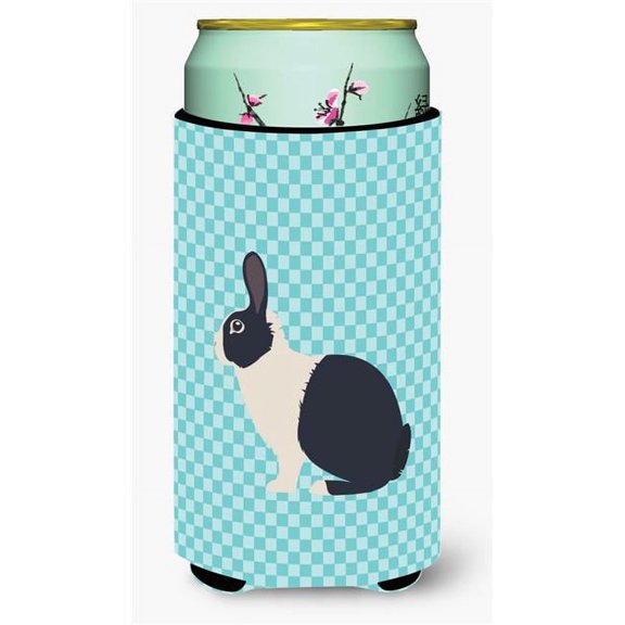 Dutch Rabbit Blue Check Tall Boy Beverage Insulator Hugger