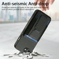 thumbnail image 5 of for iPhone 16e Carbon Fiber Texture Wallet Case with Credit Card Slots, Shockproof Protection Business PU Leather Flip Kickstand Phone Cover for iPhone 16e, Black, 5 of 10