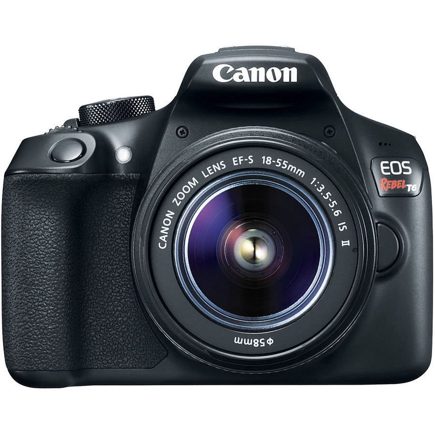 Canon Black EOS Rebel T6 Digital SLR Camera with 18 MegaPixels, 18-55mm & 75-300mm Lenses Included, Bonus 16GB SD Card