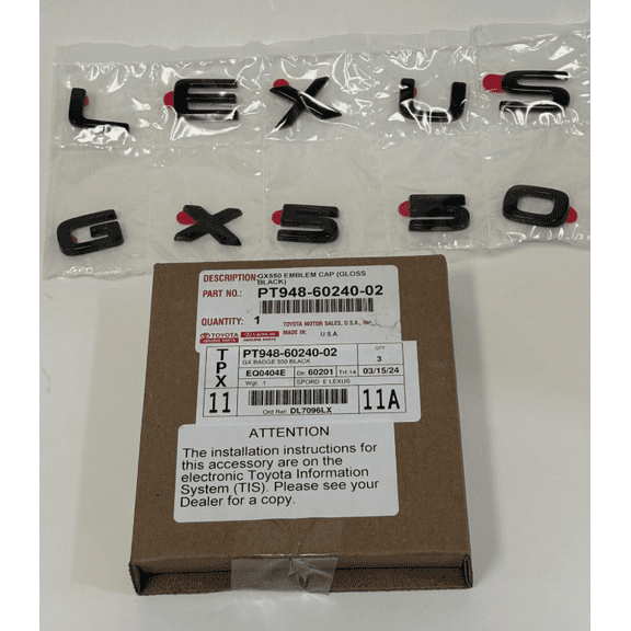 LEXUS OEM FACTORY BLACK EMBLEM OVERLAYS 2024-2025 GX550