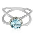 thumbnail image 5 of AoneJewelry 0.85 Carat 6MM Round Aquamarine and Diamond Ring In 10K Solid Rose, White & Yellow Gold, 5 of 5