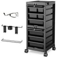 thumbnail image 2 of TASALON Lockable Salon Cart -Salon Trolley Rolling Cart with 6 Drawers and Tool Holders, Black, 2 of 8