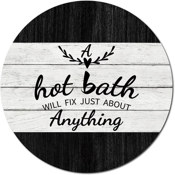 Bathroom Door Wood Sign Wall Decor Wooden Wall Art Round Sculpture Hanging Wreaths Cutout