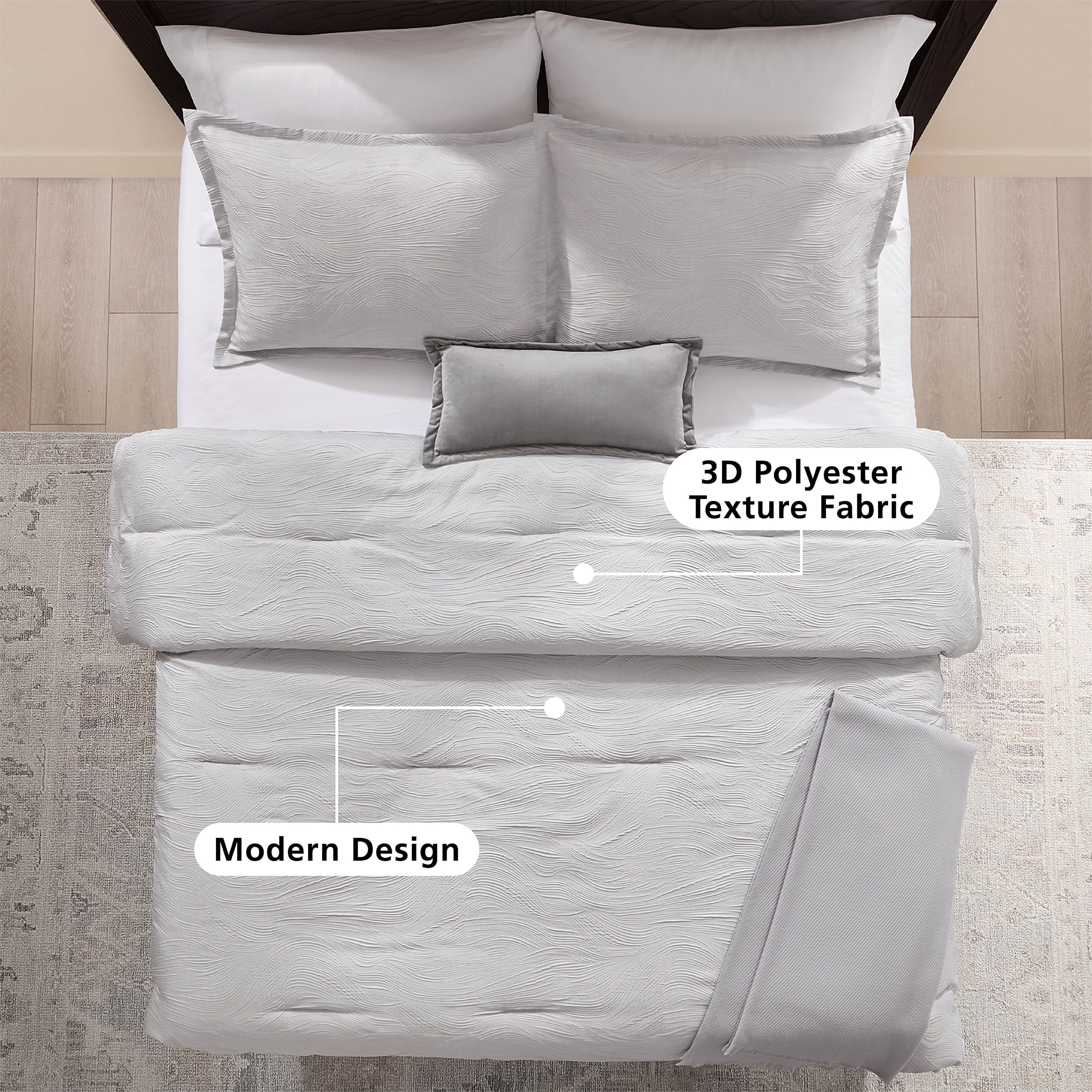 Mainstays Marble 5-Piece Grey Jacquard Comforter Set, King