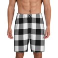 thumbnail image 2 of Picia White And Black Plaid Pajama Shorts for Men, Men's Pajama Bottoms, Sleepwear,Short Pajama Pants-Medium, 2 of 9
