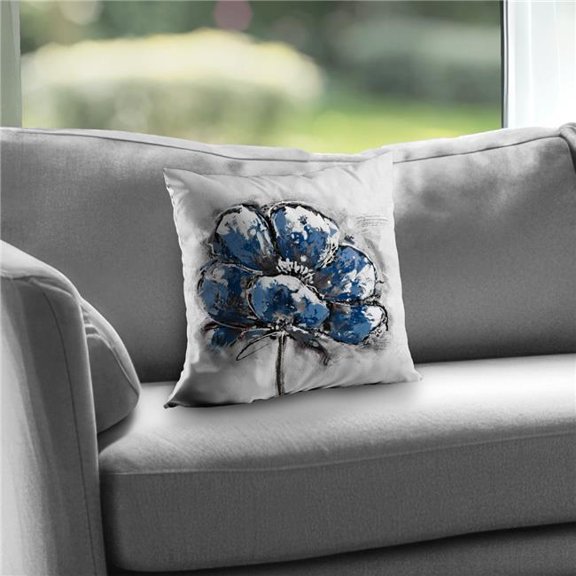 Begin Home Decor C1PT1414O6BNYA 14 x 14 in. Small Flower Contemporary Throw Pillow - Home Decor Accent